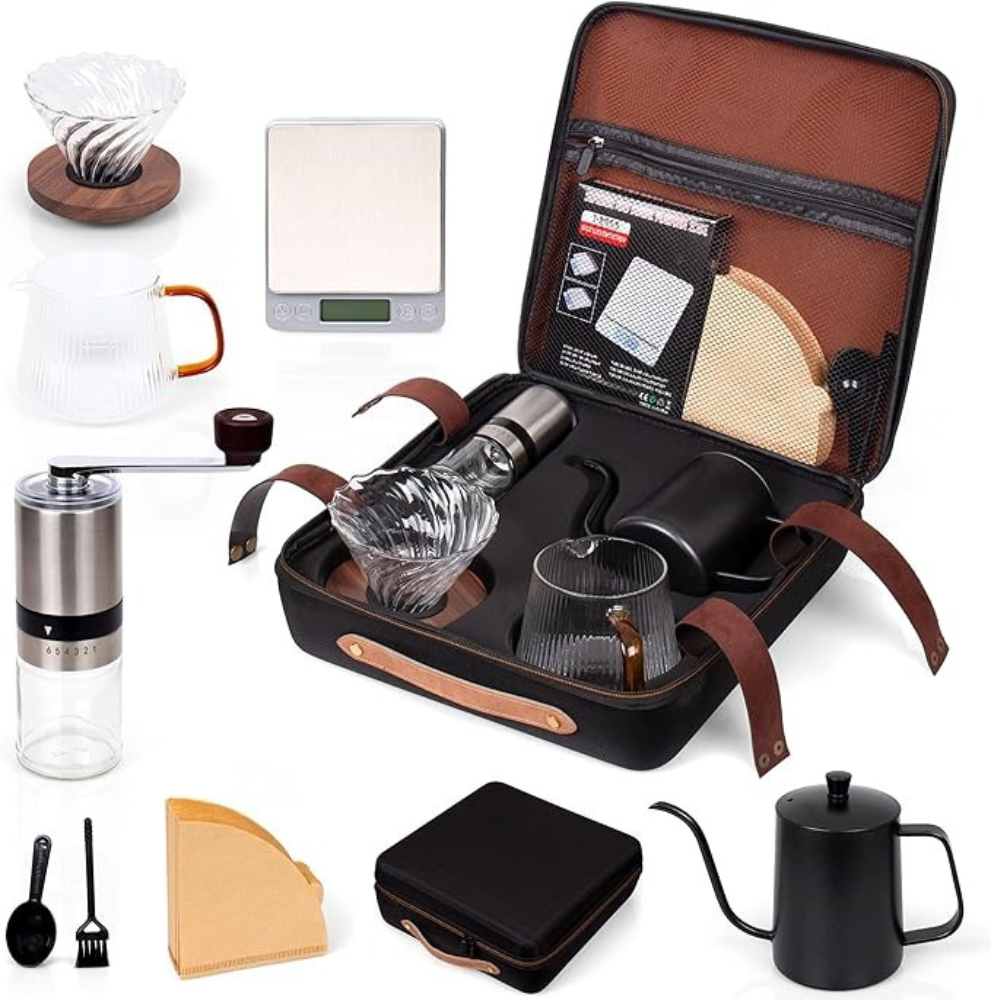 Набір для заварювання кави з 9 предметів. Кавовий подарунковий комплект, подарунковий, дорожній з кейсом Кам'янець-Подільський - фото 1