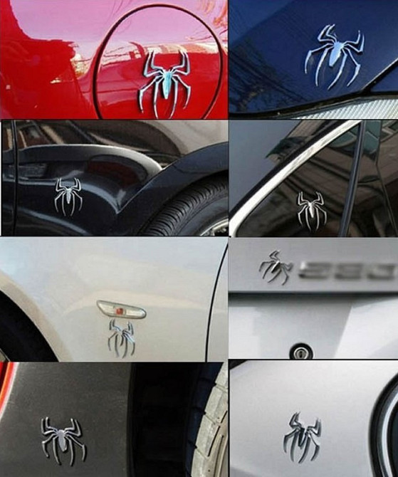 Металева наклейка на авто Павук Срібло не іржа Київ - фото 2