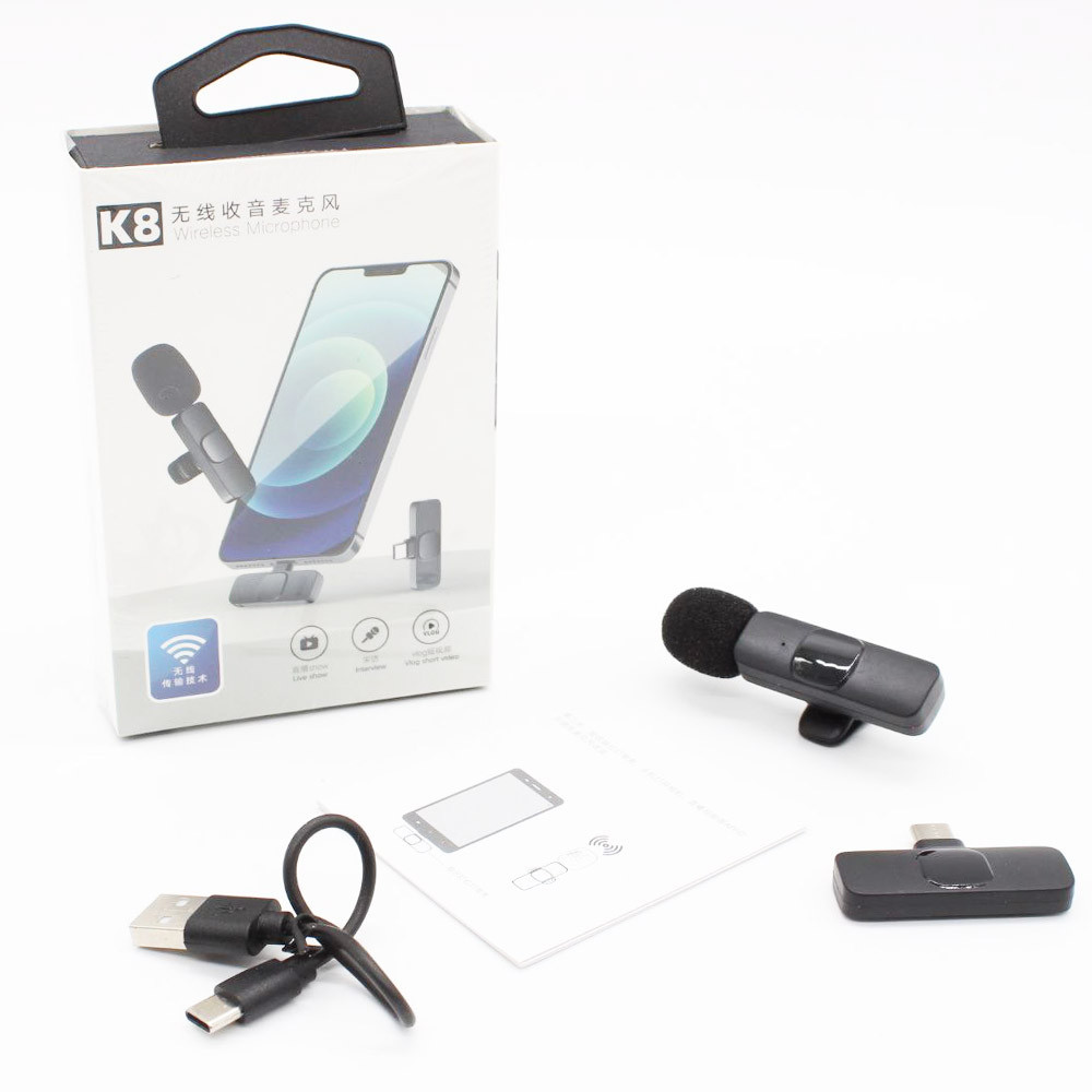 Мікрофон бездротовий петличний для смартфона з Type-C K8 / Петличка на одяг з прищіпкою Київ - фото 10