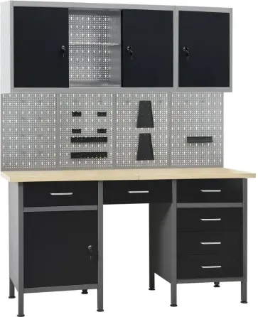Vidaxl Стіл Roboczy Z 4 Panelami Ściennymi I 2 Szafkami 3053439VIDAXL Киев
