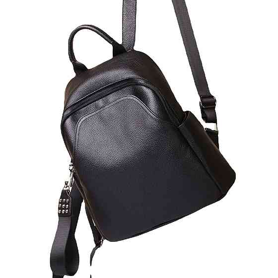 Черный кожаный рюкзак Женский кожаный рюкзак городской из натуральной телячьей кожи TidinBag Киев