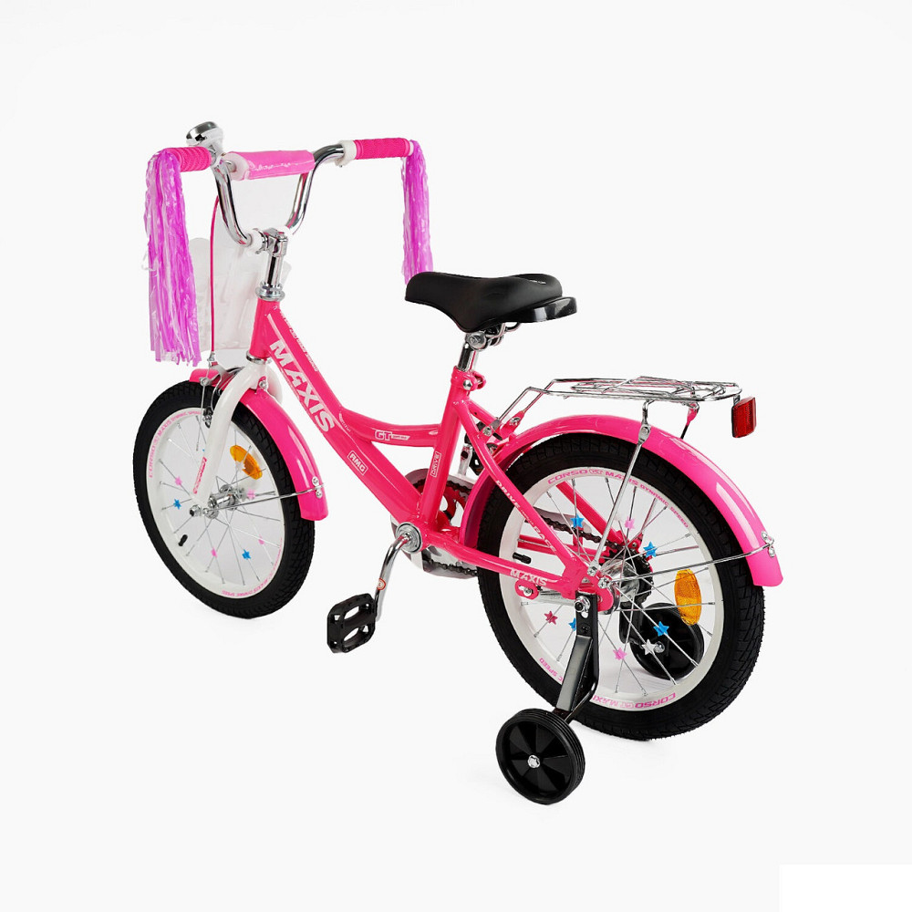 Велосипед 2-х колісний CORSO MAXIS 16 дюймів ручне гальмо кошик сидіння з ручкою додаткові колеса Рожевий (CL-16113) Чернігів - фото 5