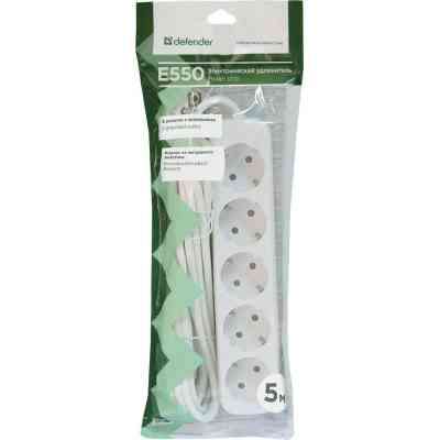 Мережевий подовжувач Defender E550 5.0 m 5 роз white (99231) Вінниця