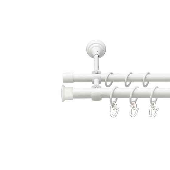 Карниз Orvit Дуо металевий дворядний відкритий гладка труба кільце металеве Арктіс 19\16 мм 200 см Львов