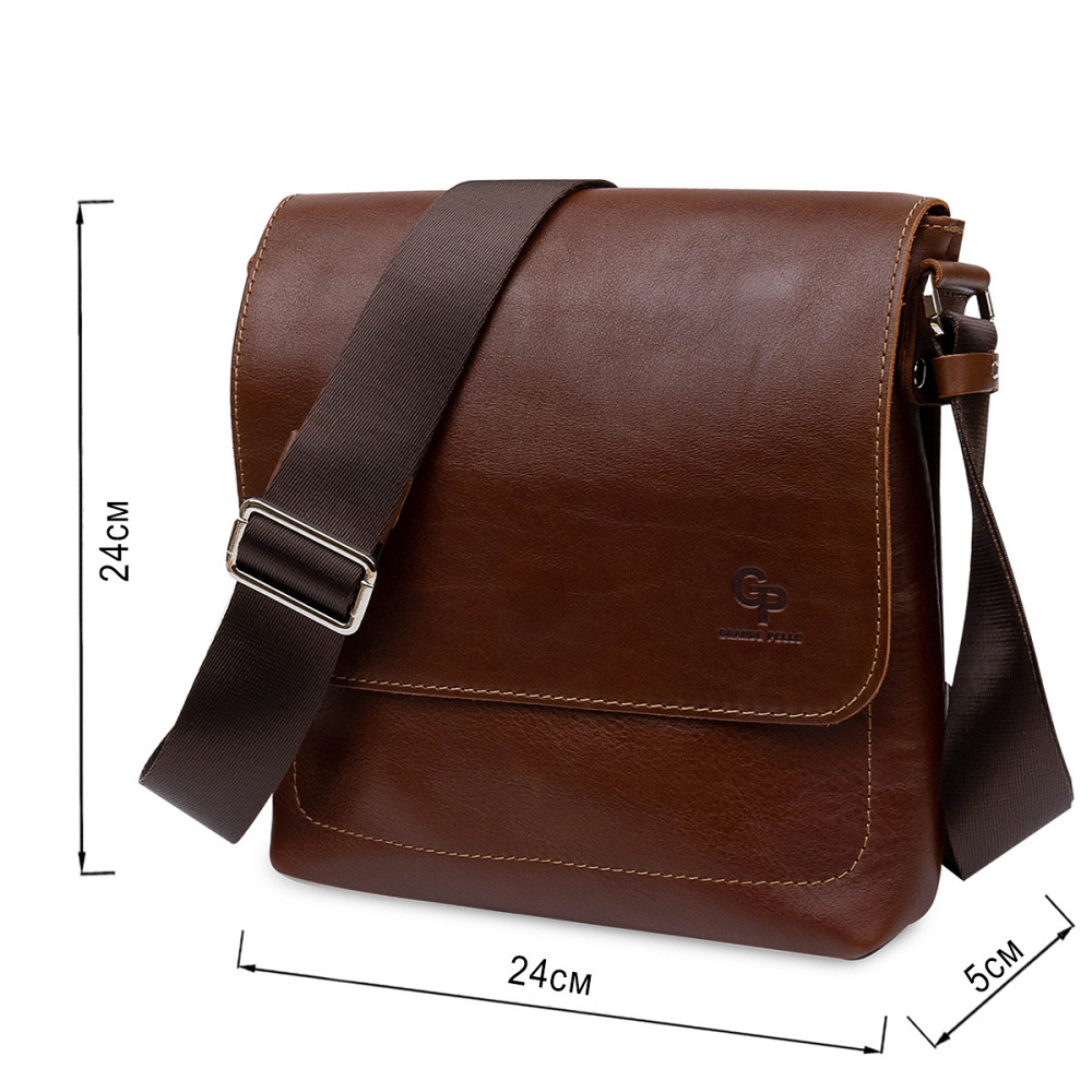 Кожаная мужская сумка через плечо GRANDE PELLE 11567 Коричневый Киев - изображение 9