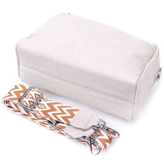 Цікава жіноча шкіряна сумка із стильним бігунком Біла (Vintage) Київ