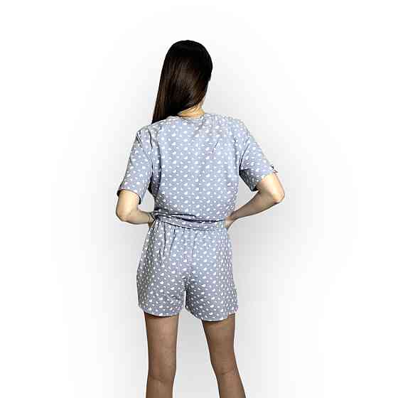 Пижама с шортами женская Белый Сердечки Светло-серый XL/2XL Харьков