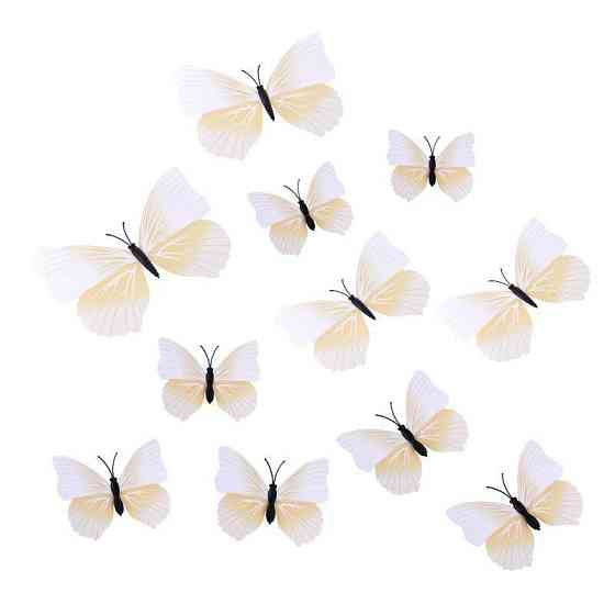 Метелики на магніті декоративні 12 штук біло-бежевий Київ