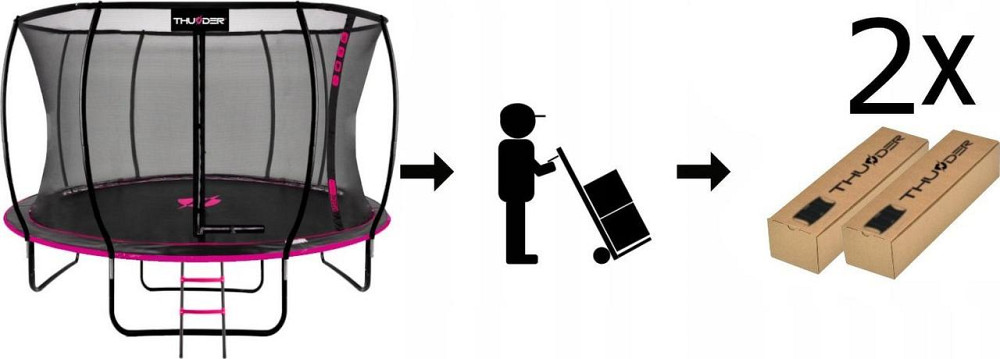 Батут THUNDER INSIDE ULTRA з внутрішньою сіткою 12 футів 374 см чорно-рожевий Київ - фото 8