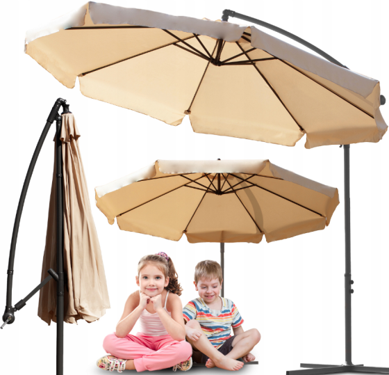 Парасолька садова 350x250см MalTec бежева з нахилом (Польща) Київ