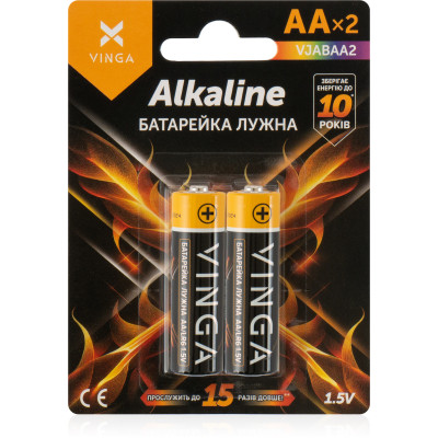 Батарейка AA LR6 Alkaline 2pcs Blister Vinga (VJABAA2) Винница - изображение 1