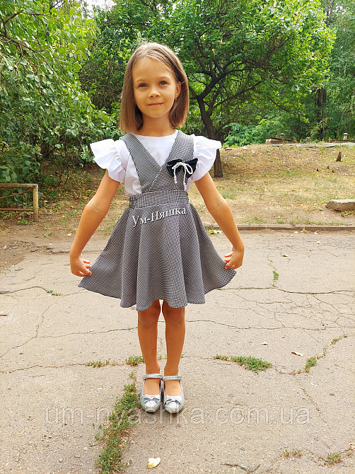 Красивий шкільний сарафан в клітинку 110, 128-134 Кривий Ріг - фото 2
