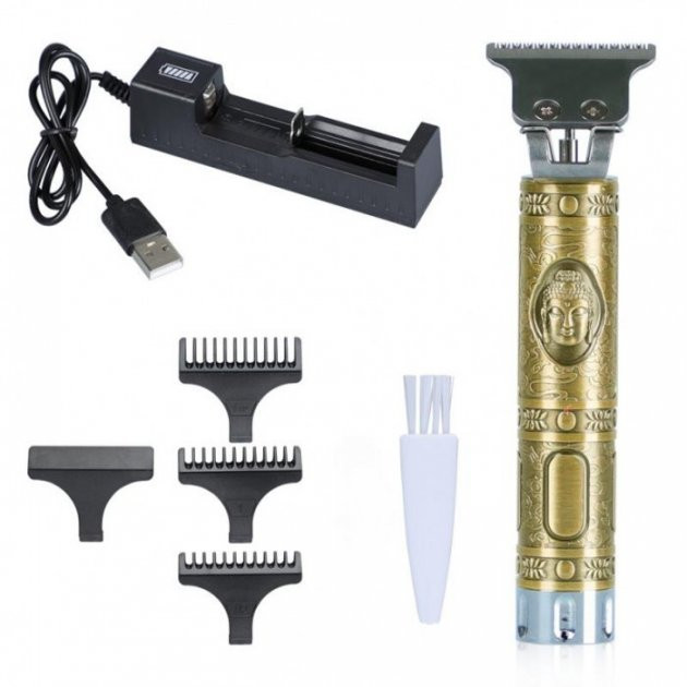 Машинка для стрижки волос триммер для бороды окантовочная машинка WS-T99 Золотистая Київ - фото 3