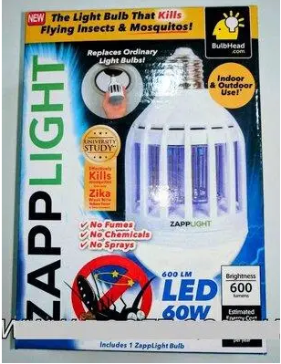 Світлодіодна лампа-ловушка для комах Zapp Light 9W LED, знищувач комарів і нічник, безпечна у використанні Одеса - фото 1