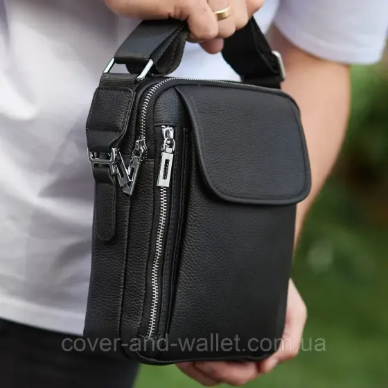 Мужская кожаная сумка-барсетка через плечо с отделением для телефона Rekarti Киев