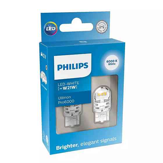 Комплект светодиодных ламп Philips 11065CU60X2 W21W LED Ultinon Pro6000 SI 12V WX3x16d WHITE Харків