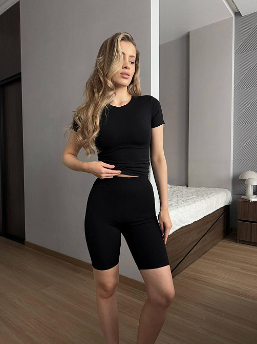 Женские базовые повседневные эластичные велосипедки Рубчик Нейлон Черный, 42/44 Одесса - изображение 8