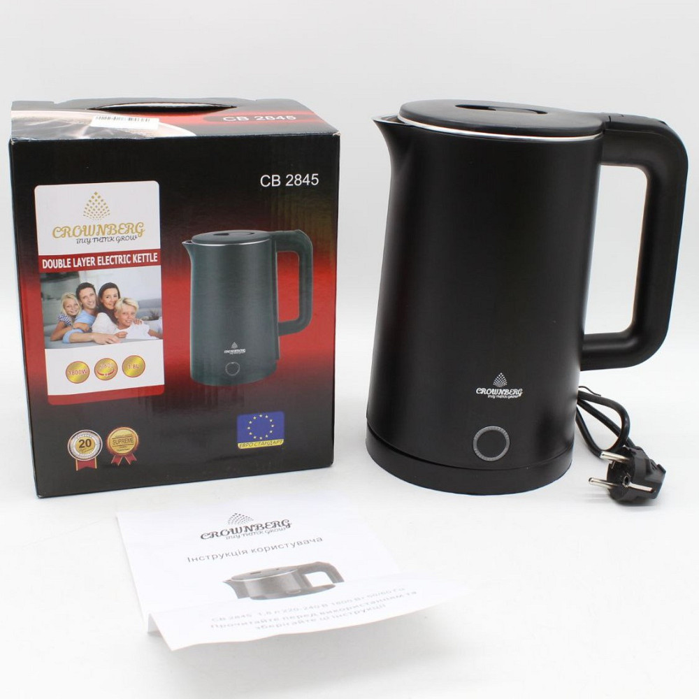 Електрочайник дисковий 1,8л,1800Вт,від мережі,CB 2845,Чорний SBR Київ - фото 10