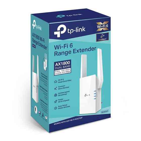 Точка доступу TP-Link RE605X (AX1800, 1xGE LAN, 2 зовнішні антени) розетка Харків