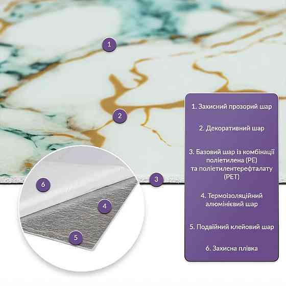 Самоклеящаяся стеновая PET плитка в рулоне 600х3000х2мм SW-00002634 Днепр