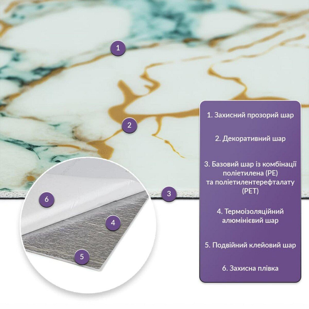 Самоклеящаяся стеновая PET плитка в рулоне 600х3000х2мм SW-00002634 Днепр - изображение 2