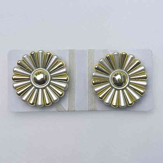 Магніти для штор і гардин Хризантема набір 2 шт Сірий з золотистим (81-302) Київ