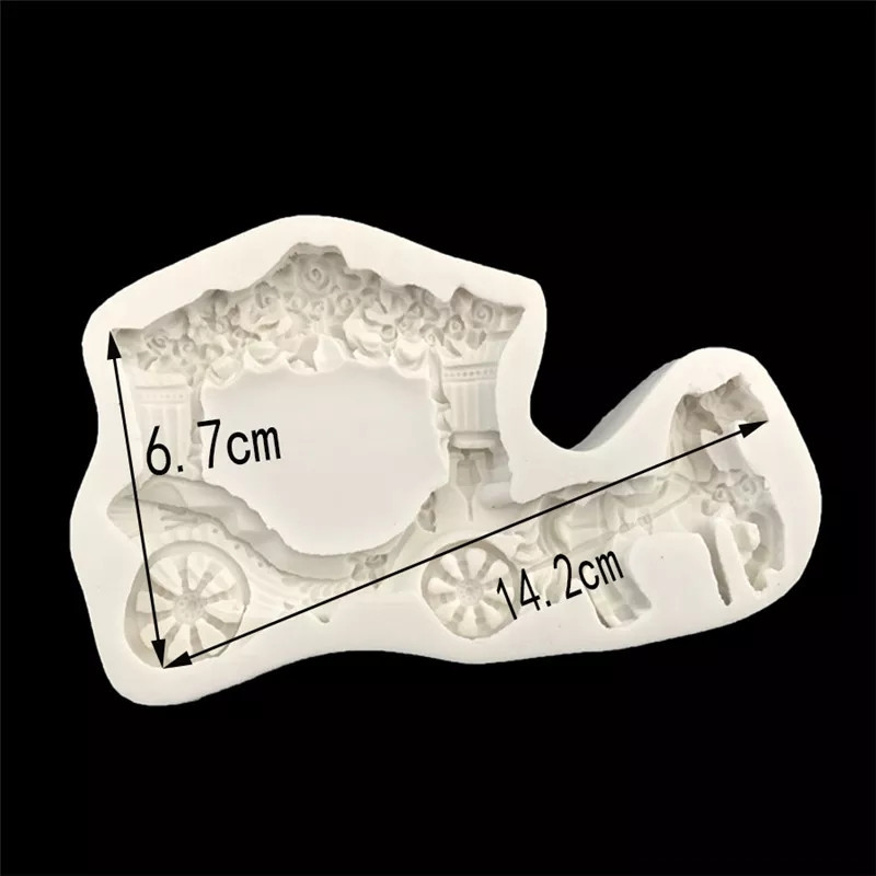 Молд силиконовый Карета с лошадями 142 на 67 мм серый Киев - изображение 2