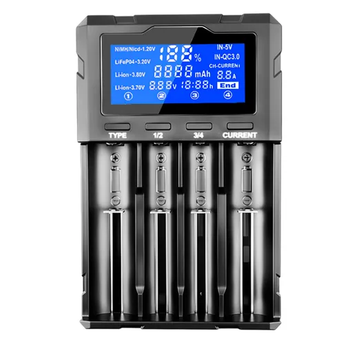 Зарядное устройство универсальное LiitoKala Lii-KU4 LCD Type-C для аккумуляторов (Li-ion IMR LiFe NiMH/CD) на 4 канала Киев - изображение 1