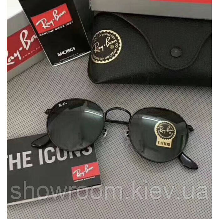 Чоловічі брендові сонцезахисні круглі окуляри Ray ban Round 3447-6 Київ - фото 4