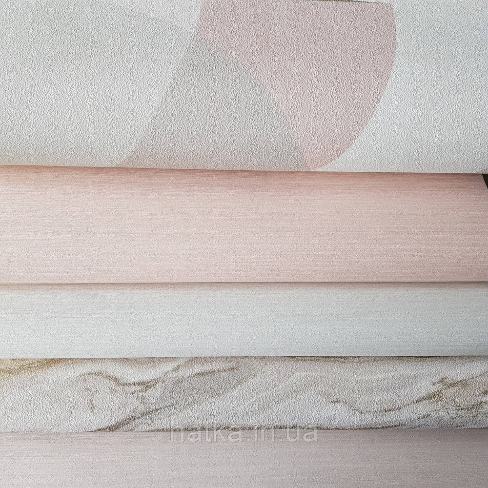 Шпалери метрові вінілові на флізелін дизайнерські Erismann Elle геометрія ромби кола рожевий білий золотистий Київ - фото 2