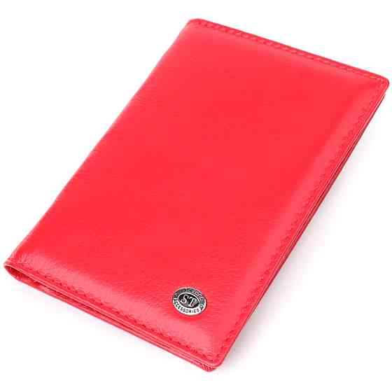 Яркая обложка на паспорт универсального формата из натуральной кожи ST Leather 23080 Красный Киев