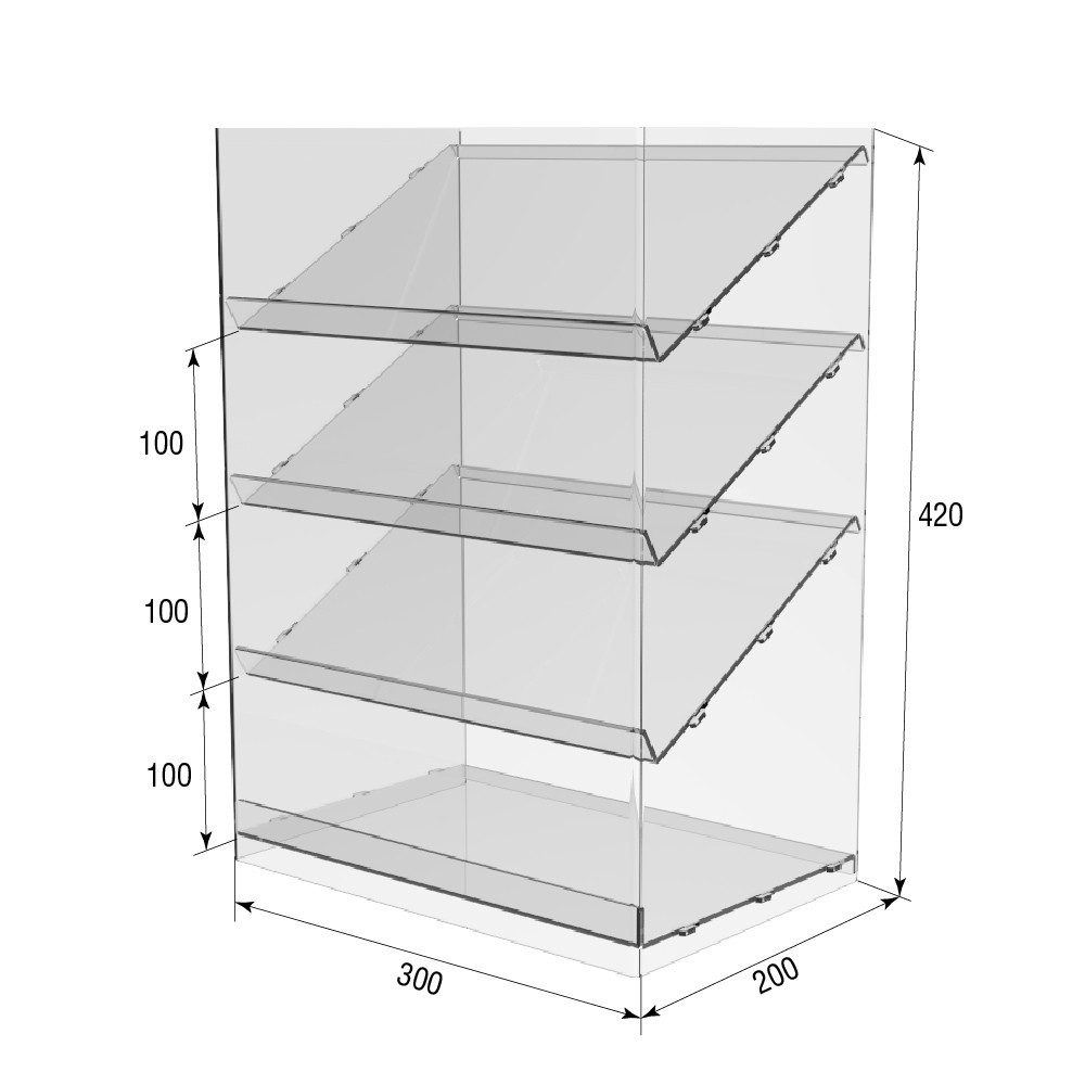 Підставка вітрина EKOSTAR 4 полиці 300х200х420 Київ - фото 4
