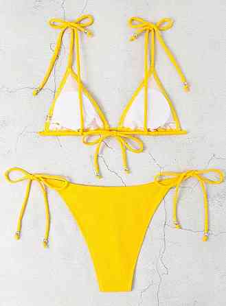 Раздельный купальник шторками на завязках женский S желтый Киев