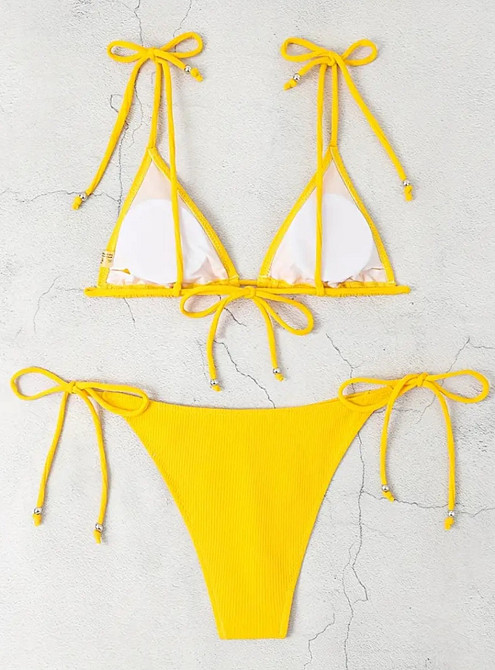 Раздельный купальник шторками на завязках женский S желтый Киев - изображение 5