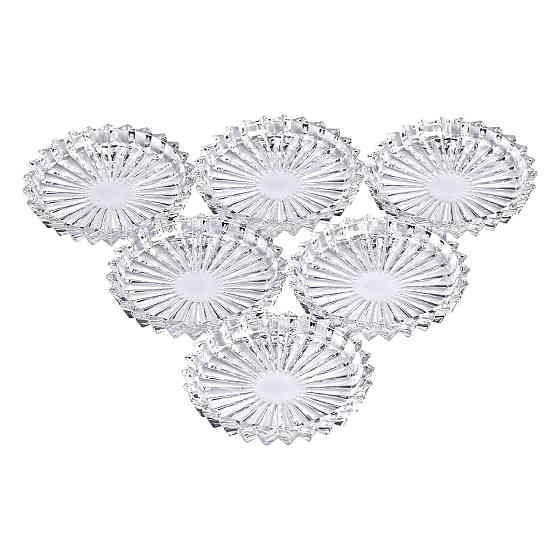 Набір із 6 тарілок для подачі по 12 см скляні прозорі круглі HP-YH-31 Коломия