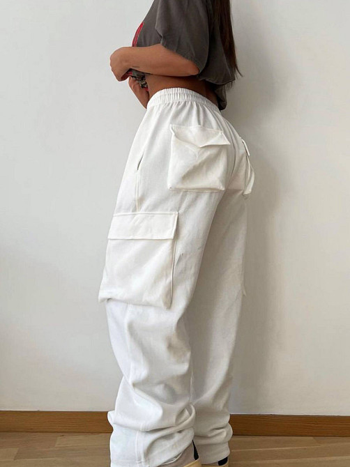 Штани карго жіночі трикотажні Молочний 48/52 Харків - фото 3