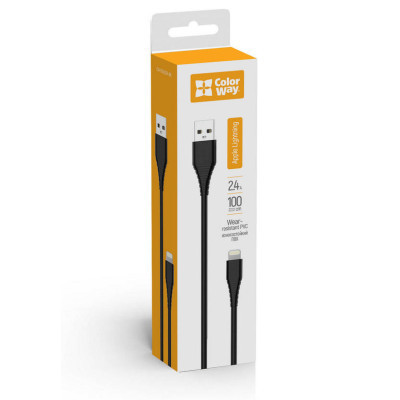 Дата кабель USB 2.0 AM to Lightning 1.0m black ColorWay (CW-CBUL024-BK) Вінниця - фото 4