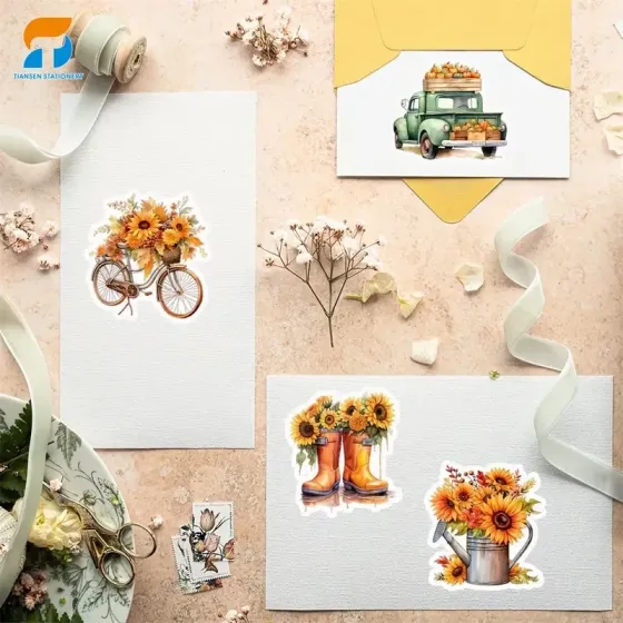 Набір осінніх стікерів 50 шт – гарбузи, соняхи, кошики, тварини Київ