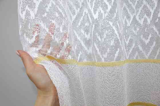 Тюль VR-Textil 1290т Жакард Білий з золотистим 500х250 см (42-0385) Київ