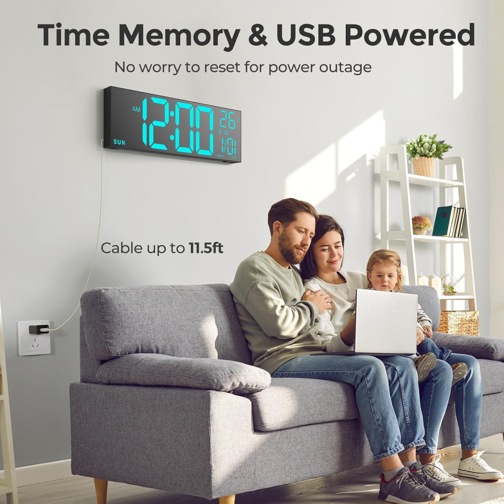 Уцінка! Цифровий настінний годинник GOLOZA 16″ LED, 8 кольорів, 2 будильники, нічник, регулювання яскравості, чорний Київ - фото 8