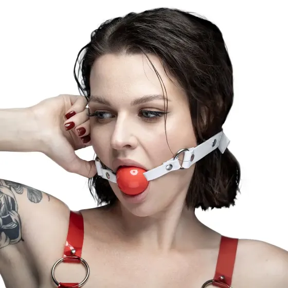 Кляп силіконовий Feral Feelings Silicon Ball Gag White/Red, білий ремінець, червона кулька Львов