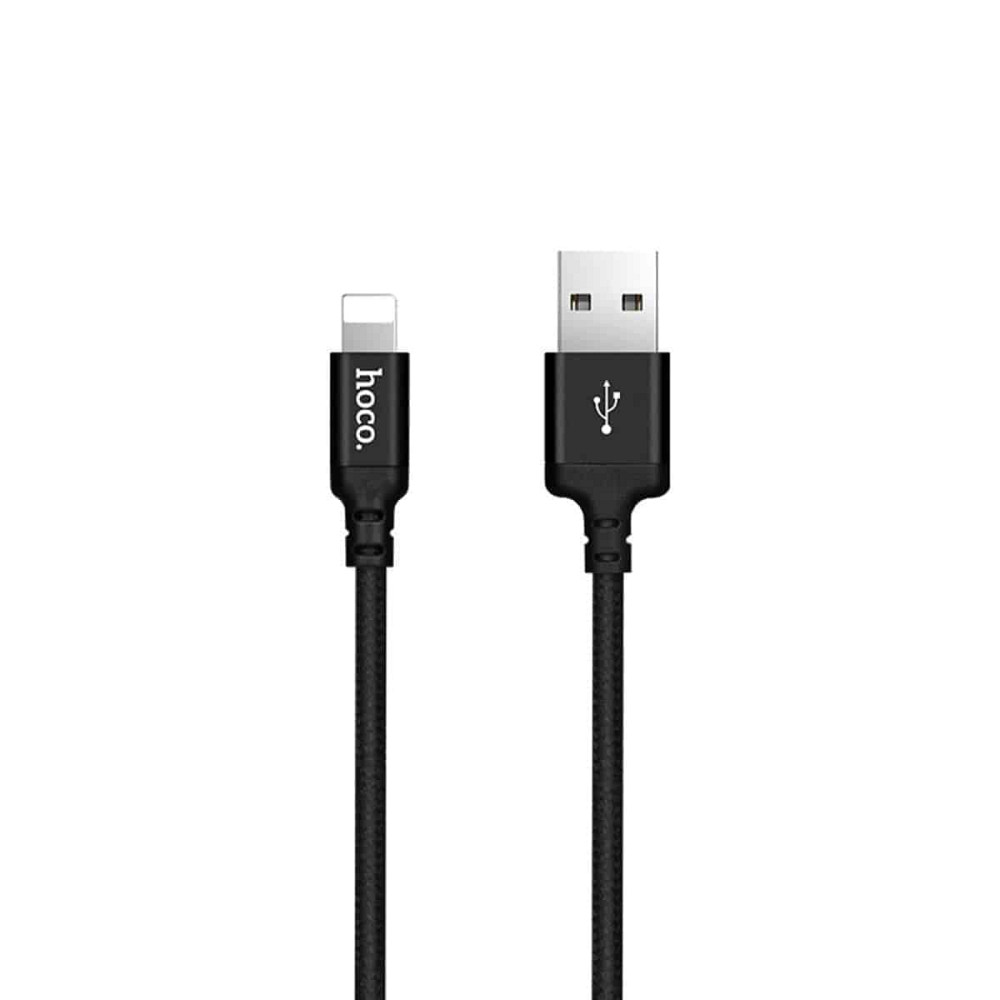 Кабель HOCO X14 USB to iP 2A, 2m, nylon, aluminum connectors, Black Київ - фото 1