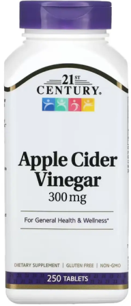 Яблочный уксус 21st Century Apple Cider Vinegar 300mg 250 таб Киев