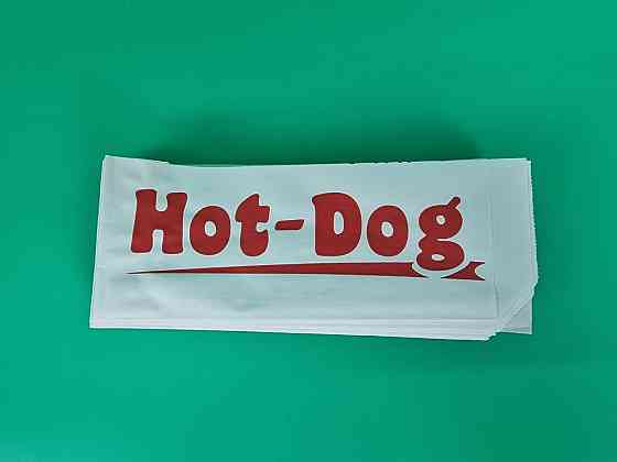 Пакет паперовий "Хот-дог" (Вудок) 8х21см білий з написом 100 штук (100 шт.) Харків