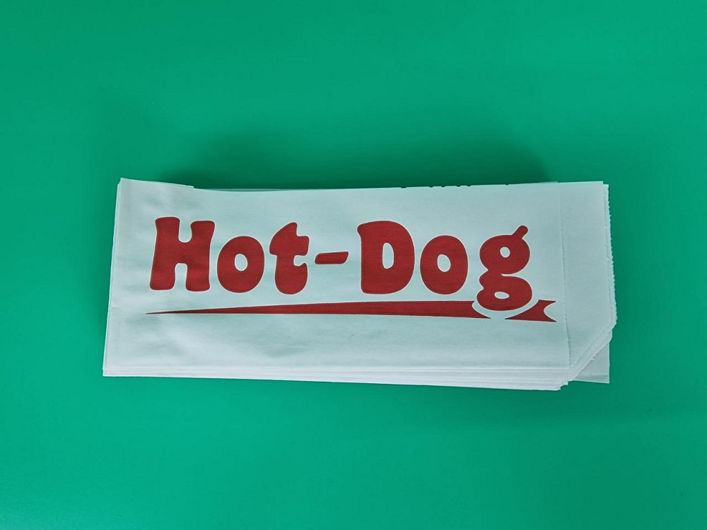 Пакет паперовий "Хот-дог" (Вудок) 8х21см білий з написом 100 штук (100 шт.) Харків - фото 1