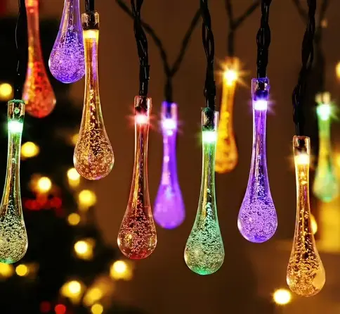 Гірлянда світлодіодна Краплі на білому дроті Мультиколір Вінниця - фото 2