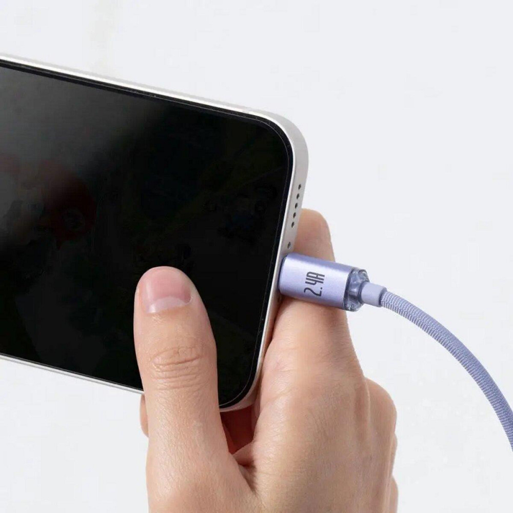 Кабель Baseus Crystal Shine Series для швидкого заряджання та передачі даних USB - Lightning 2.4A 1.2m Purple CAJY000005 Одеса - фото 5