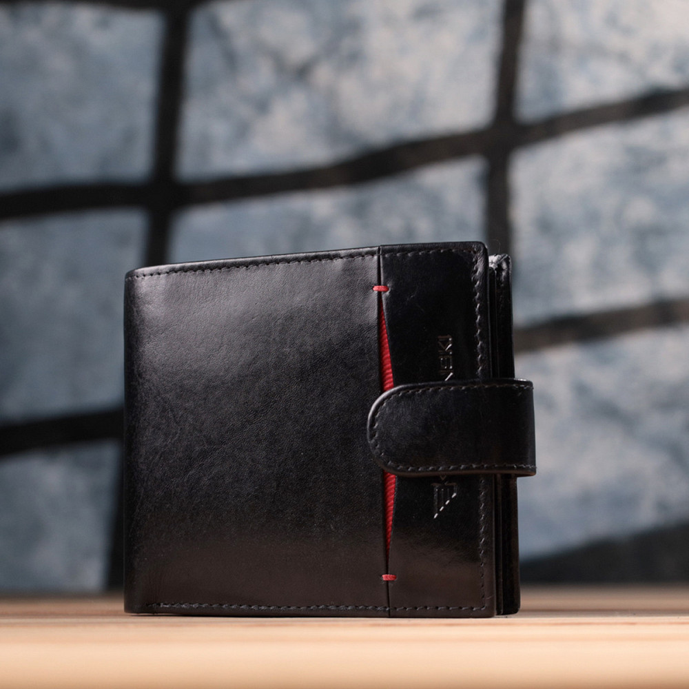 Люксовий чоловічий гаманець із натуральної глянсової шкіри Vintage sale_15110 Чорний Київ - фото 10