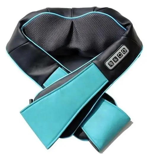 Массажер Shiatsu для тела спины поясницы шеи и плеч (Черный с голубым) Винница