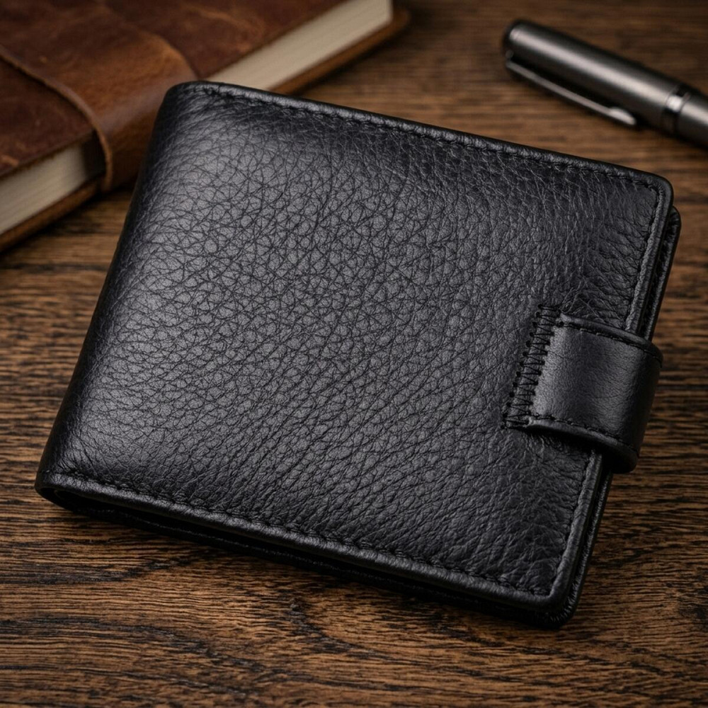 Небольшой вместительный кошелек из натуральной кожи ST Leather 22456 Черный Киев - изображение 14